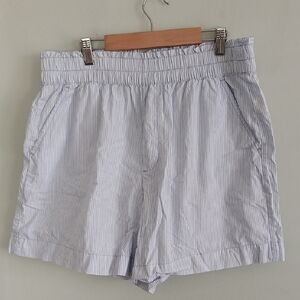 Aerie Women's High Waist Striped White & Blue Shorts With Pockets Size Large